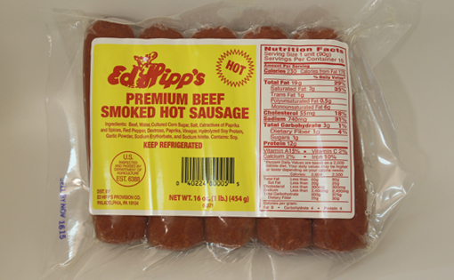 Ed Hipp’s Premium Beef Smoked Hot Sausage