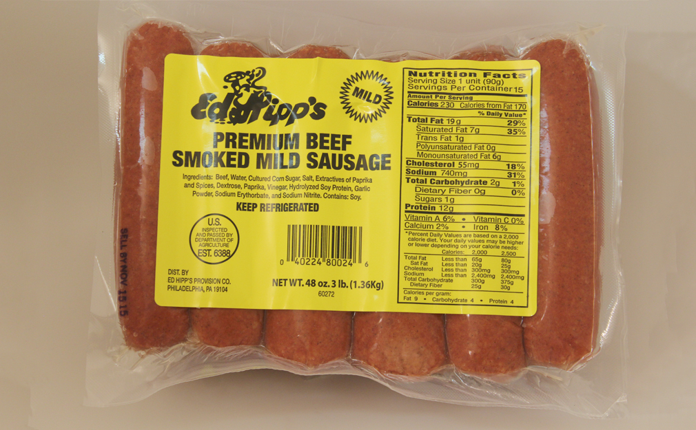 Ed Hipp’s Premium Beef Smoked Mild Sausage 3lb_L