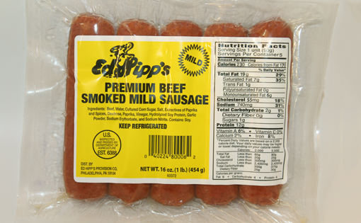 Ed Hipp’s Premium Beef Smoked Mild Sausage