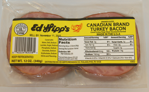 Ed Hipp’s Smoked Sliced Canadian Brand Turkey Bacon